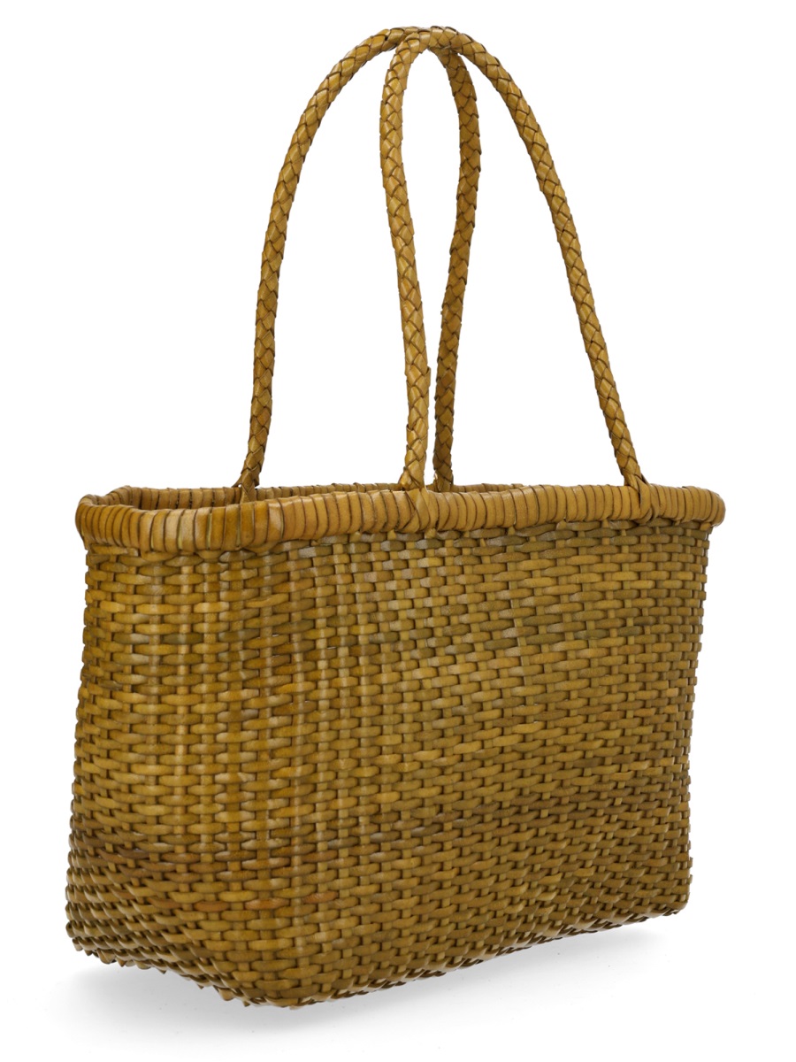 Dragon Diffusion Brown Woven Leather Textured Tote Bag Bruin