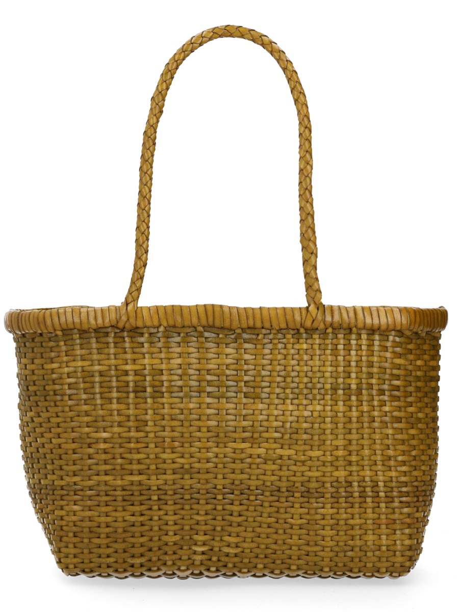Dragon Diffusion Brown Woven Leather Textured Tote Bag Bruin