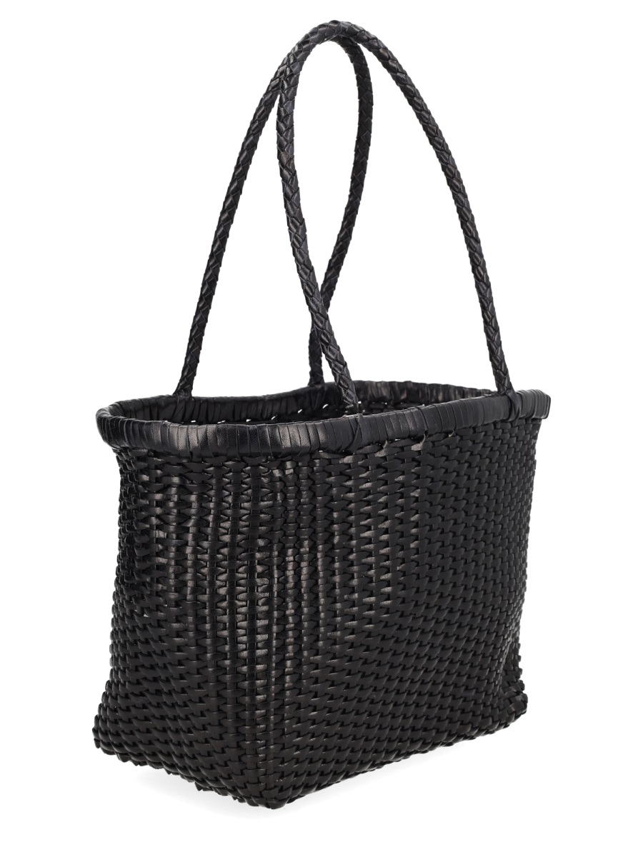 Dragon Diffusion Black Woven Leather Braided Handbag Zwart
