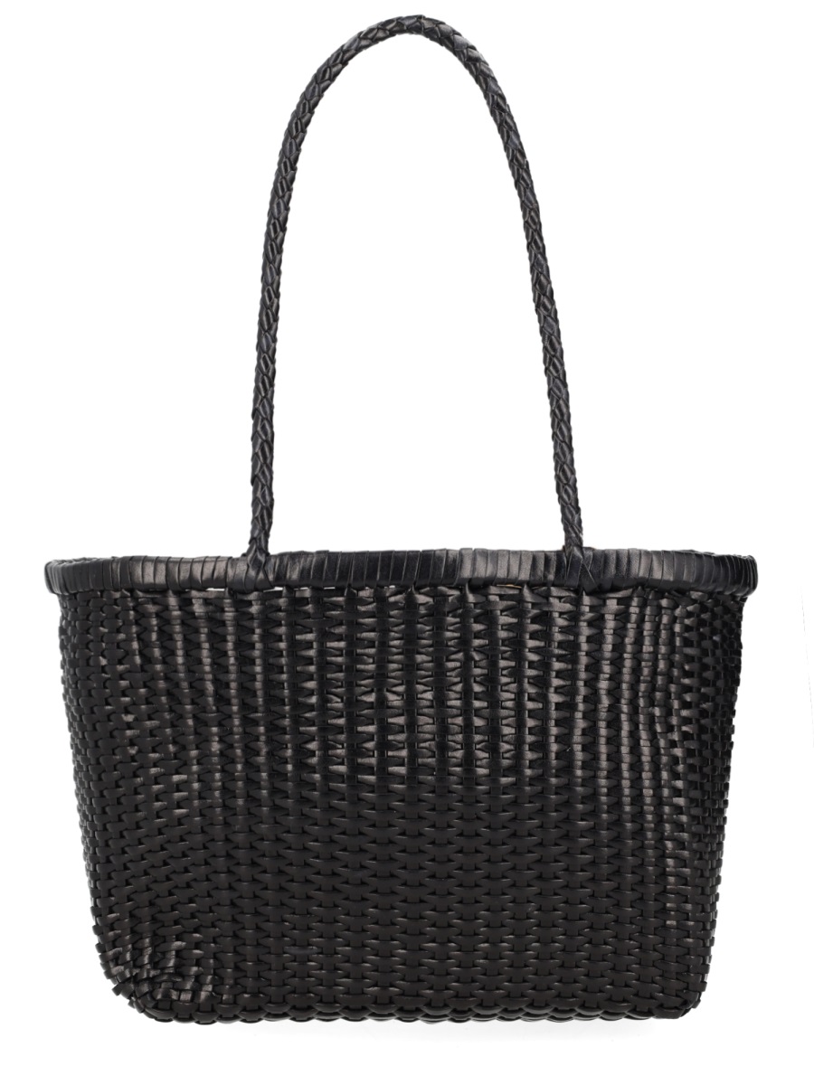 Dragon Diffusion Black Woven Leather Braided Handbag Zwart