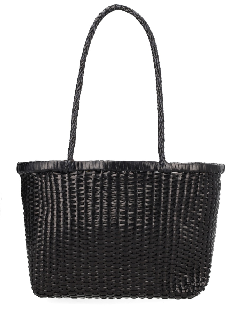 Dragon Diffusion Black Woven Leather Braided Handbag Zwart