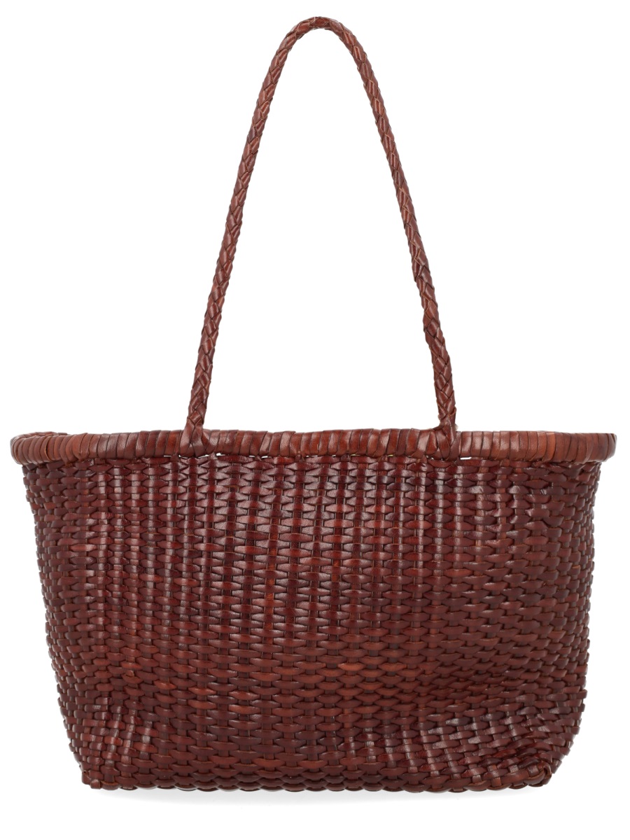 Dragon Diffusion Dark Brown B Weave Small Leather Tote Bag Zwart