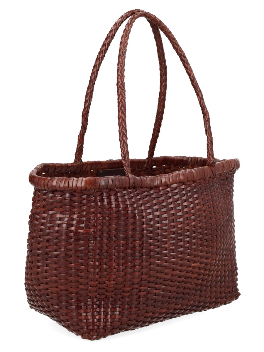 Dragon Diffusion Dark Brown B Weave Small Leather Tote Bag Zwart