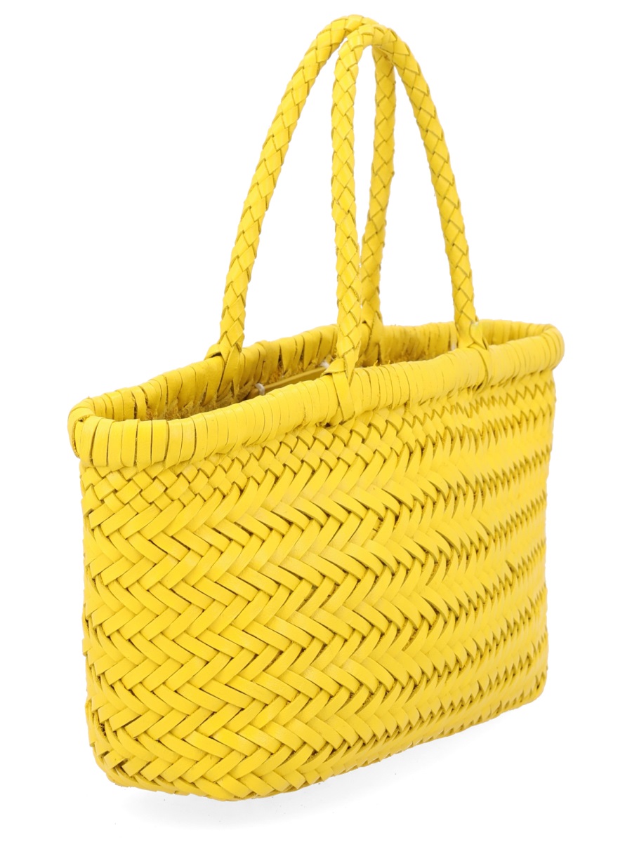 Dragon Diffusion Yellow Flat Gora Woven Leather Tote Bag Goud