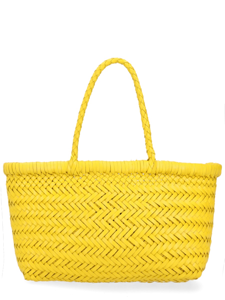 Dragon Diffusion Yellow Flat Gora Woven Leather Tote Bag Goud