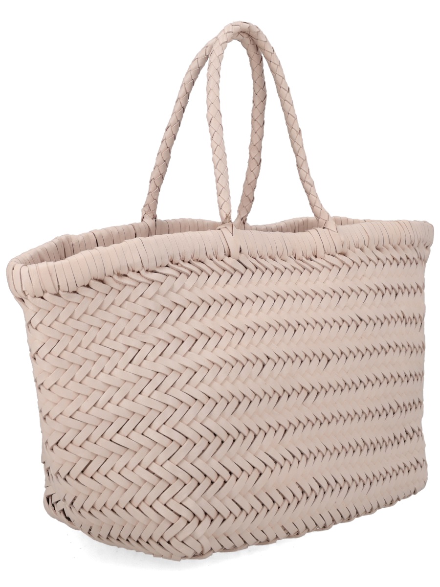 Dragon Diffusion Triple Jump Small Woven Basket-Like Leather Tote Bag Neutraal