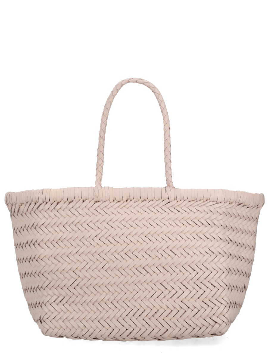 Dragon Diffusion Triple Jump Small Woven Basket-Like Leather Tote Bag Neutraal