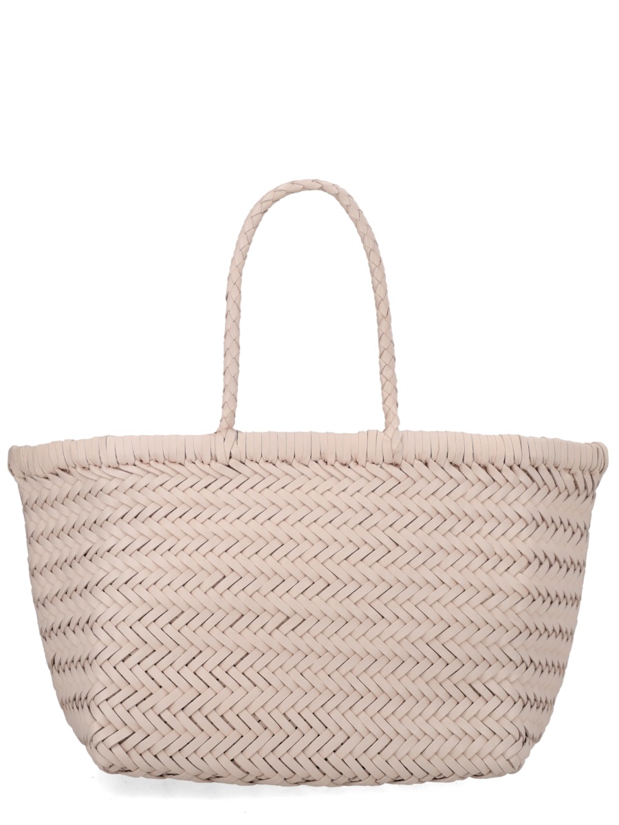 Dragon Diffusion Triple Jump Small Woven Basket-Like Leather Tote Bag Neutraal
