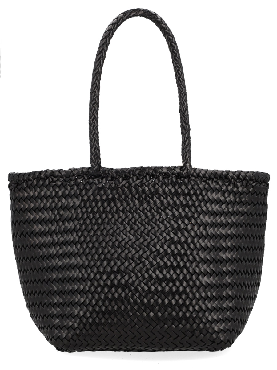 Dragon Diffusion Neutrals Grace Basket Woven Leather Tote Bag Zwart