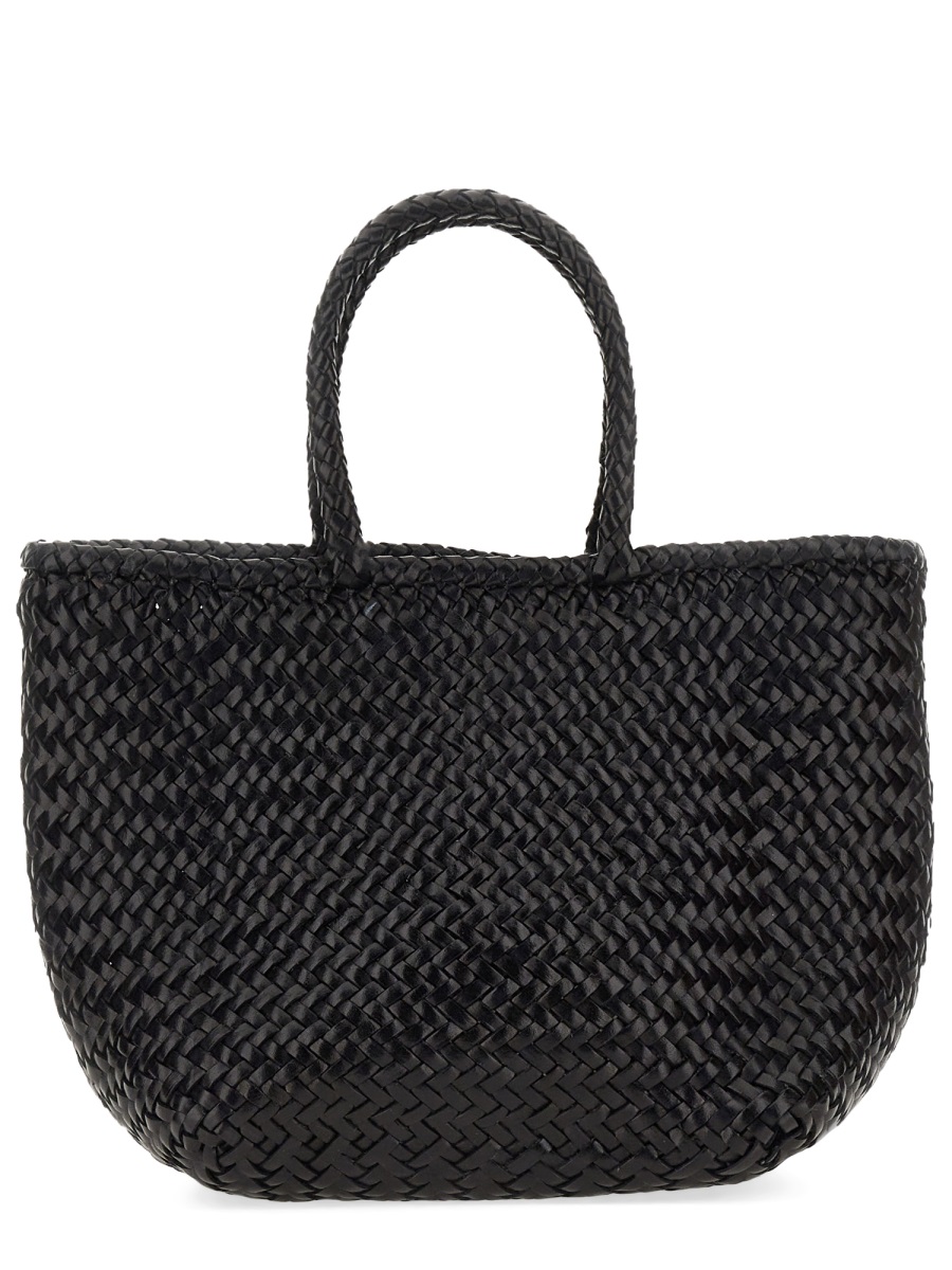 Dragon Diffusion Neutrals Grace Basket Woven Leather Tote Bag Zwart
