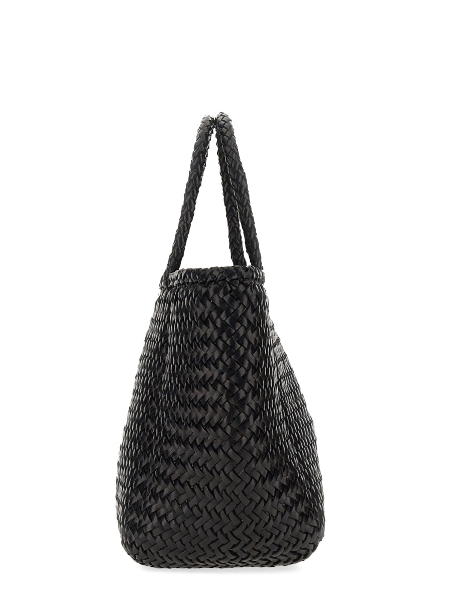 Dragon Diffusion Neutrals Grace Basket Woven Leather Tote Bag Zwart