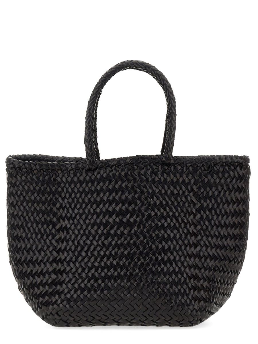 Dragon Diffusion Neutrals Grace Basket Woven Leather Tote Bag Zwart