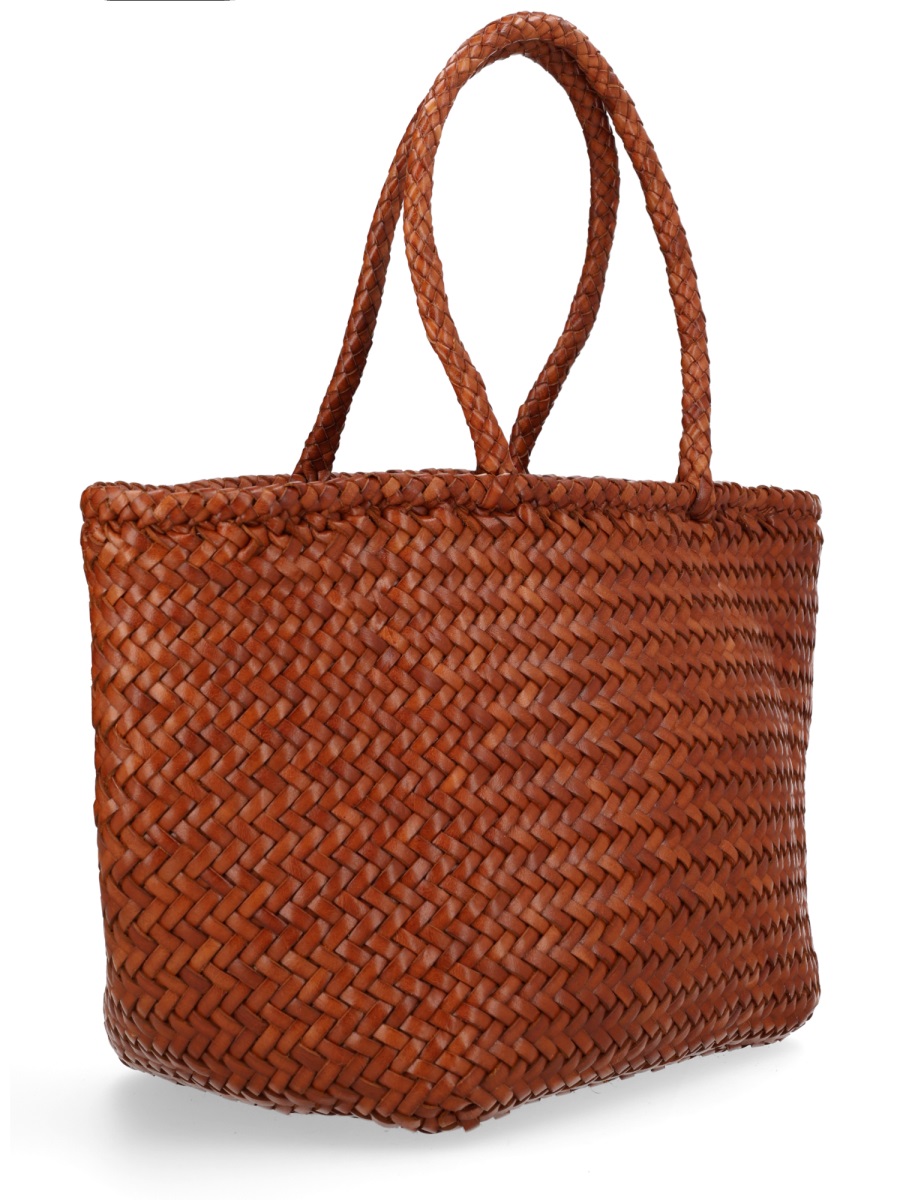 Dragon Diffusion Warm Brown Grace Basket Woven Leather Tote Bag Rood