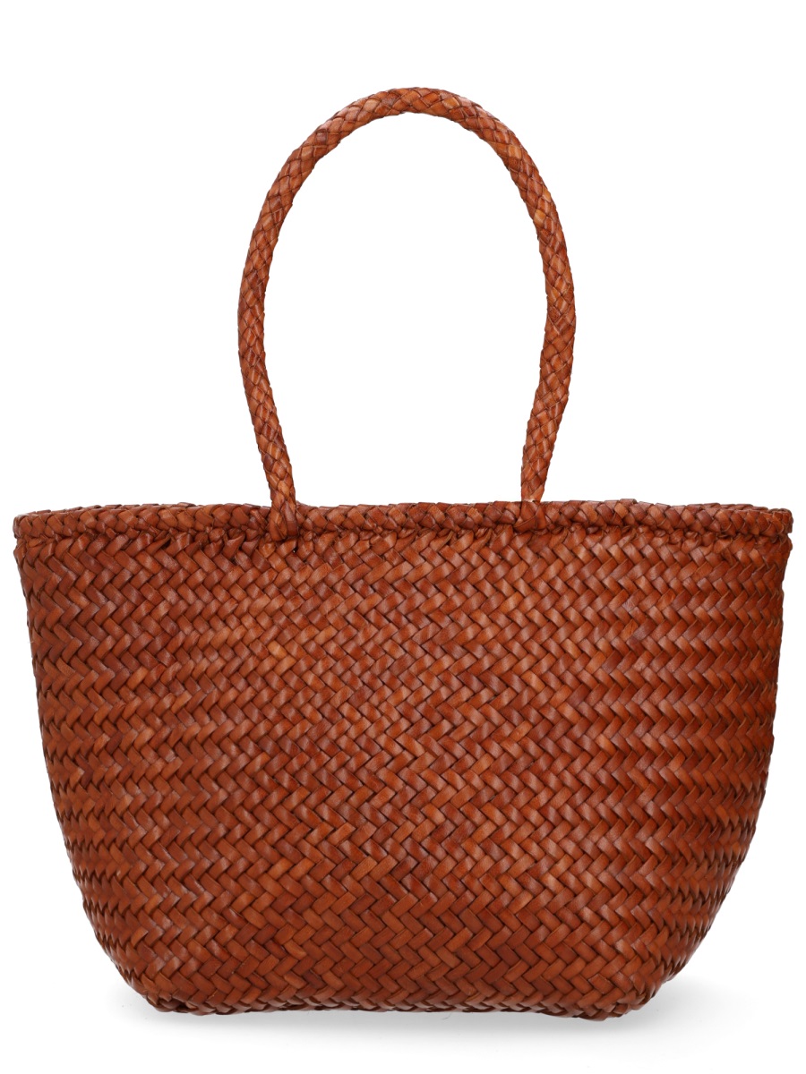 Dragon Diffusion Warm Brown Grace Basket Woven Leather Tote Bag Rood