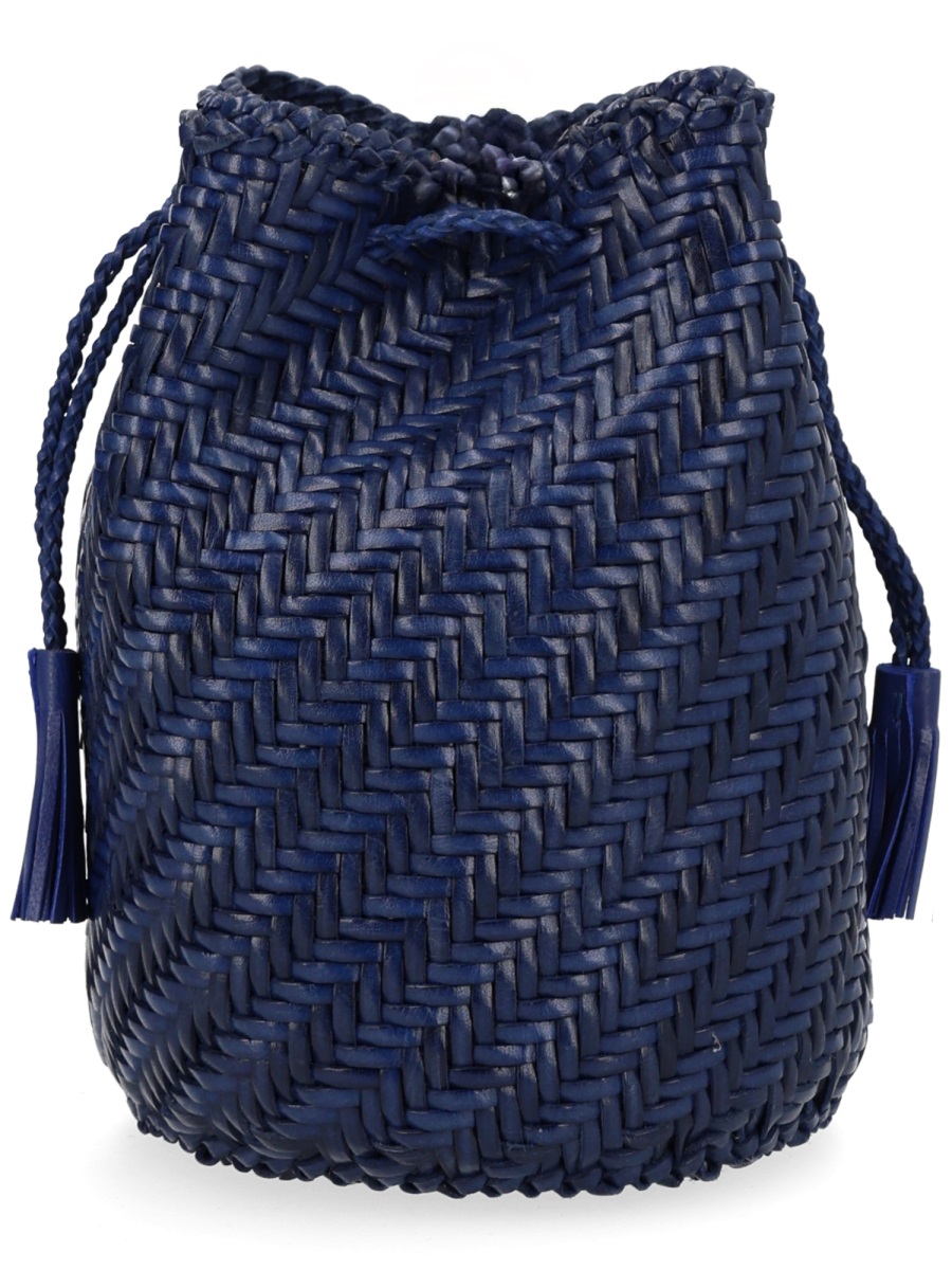 Dragon Diffusion Pompom Double Jump Tan Bucket Bag Zwart