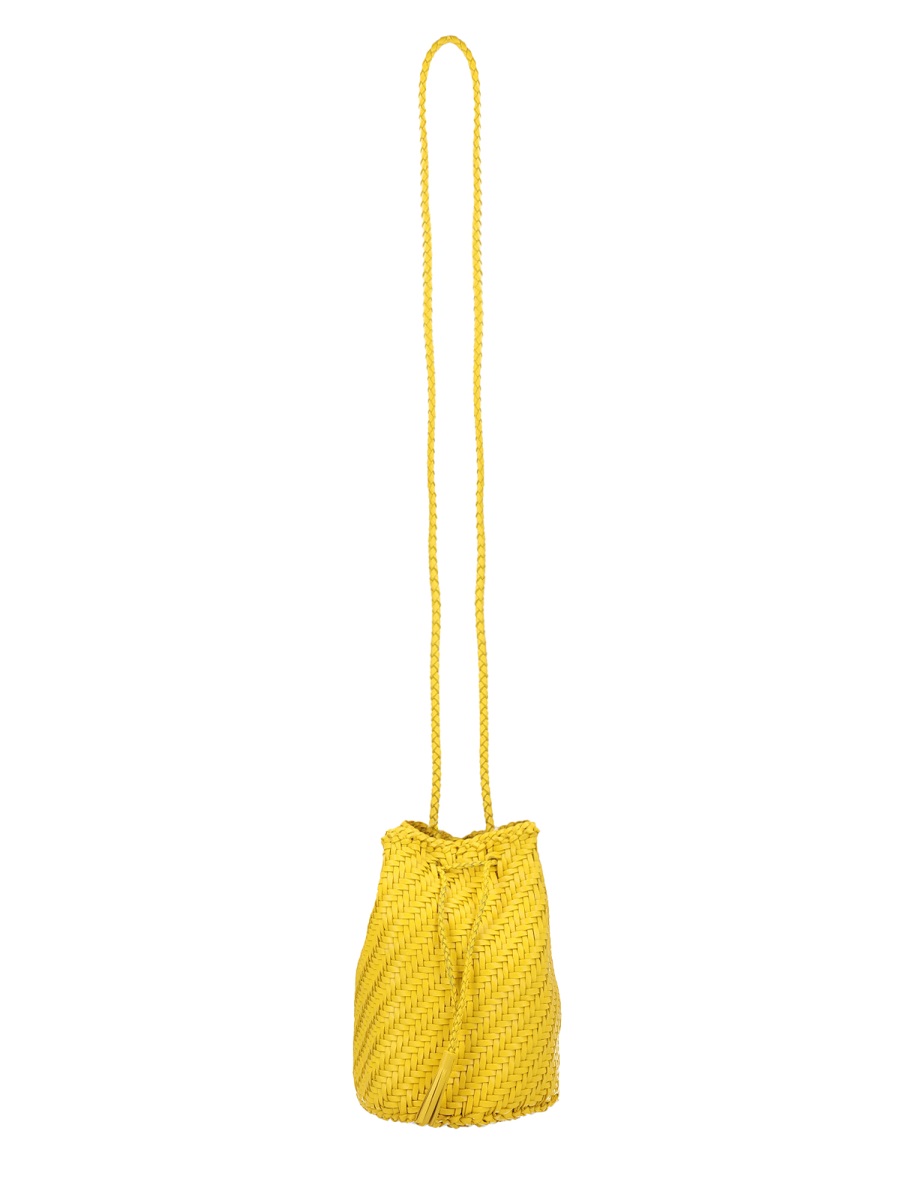 Dragon Diffusion Pompom Double Jump Yellow Woven Bag Goud