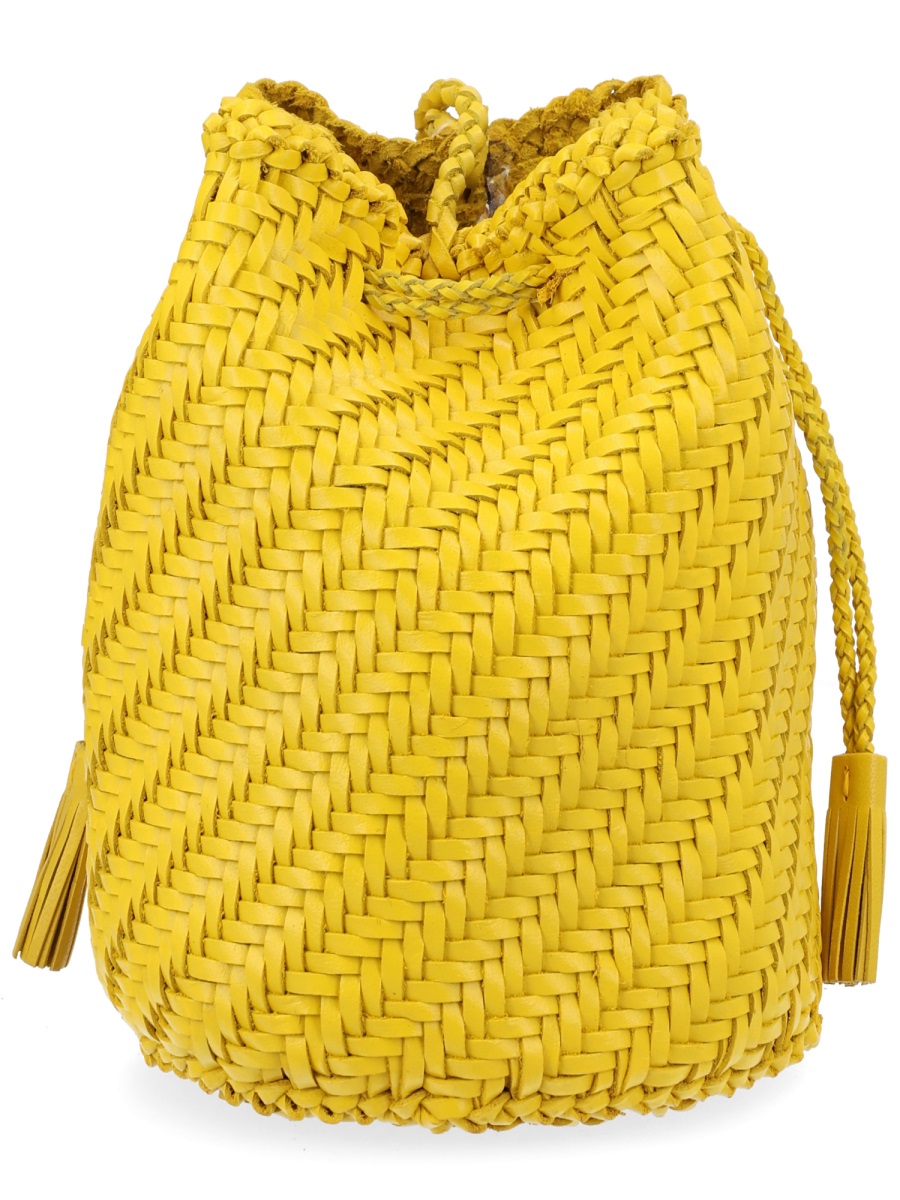 Dragon Diffusion Pompom Double Jump Yellow Woven Bag Goud