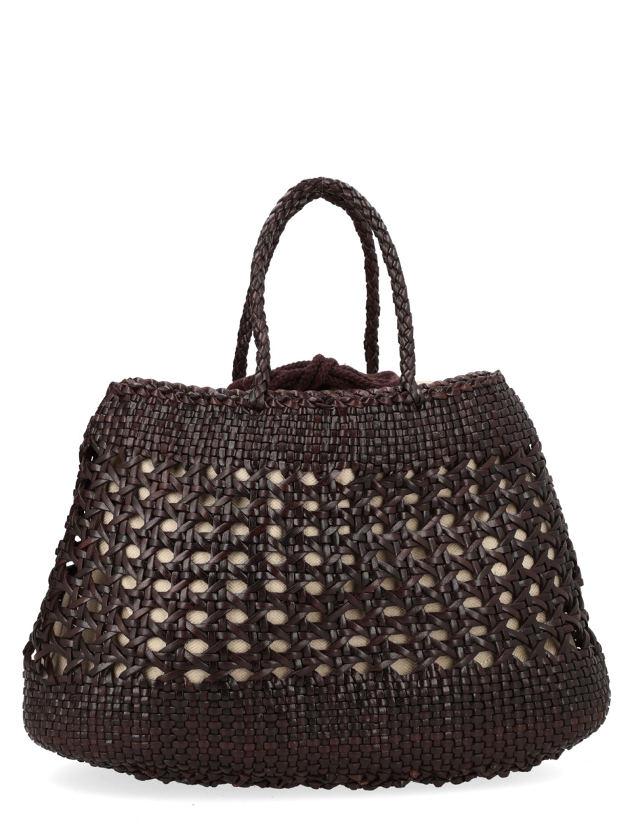 Dragon Diffusion Brown Santa Cano Woven Leather Handbag Zwart