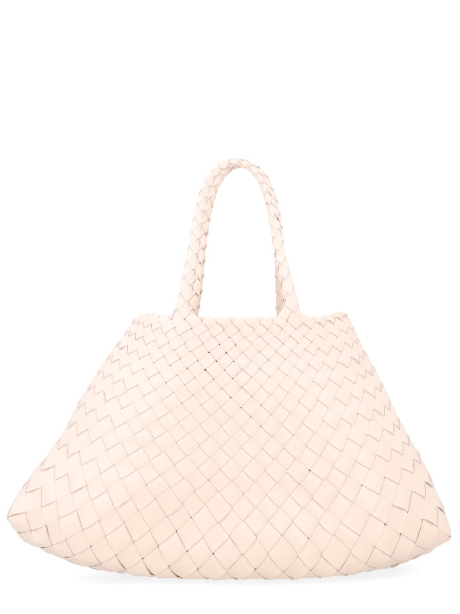 Dragon Diffusion Woven Leather Small Handbag with Braided Handles Neutraal