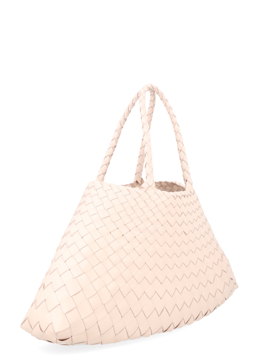 Dragon Diffusion Woven Leather Small Handbag with Braided Handles Neutraal