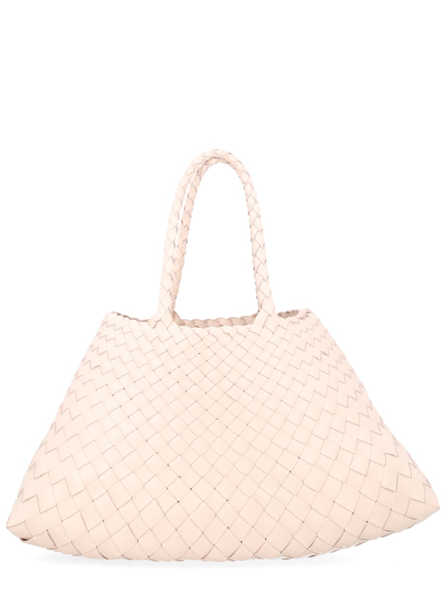 Dragon Diffusion Woven Leather Small Handbag with Braided Handles Neutraal