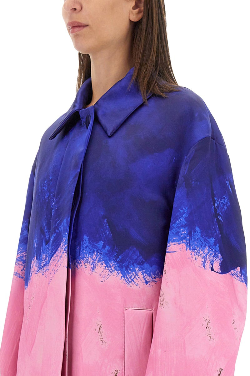 Dries van Noten Voluminous Long Coat With Broad Shoulders Roze