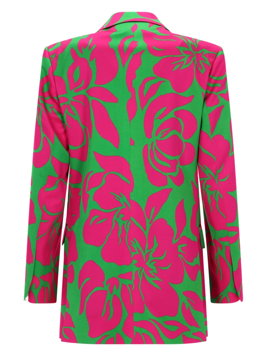 Dries van Noten Basti Single-Breasted Oversized Floral Viscose Blazer Roze