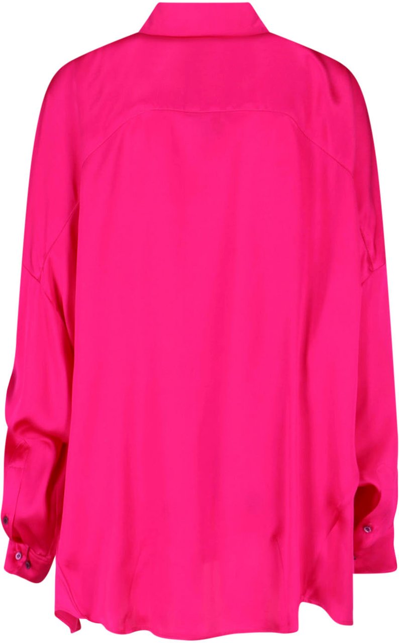 Dries van Noten Pink Classic Collar Silk Shirt Roze