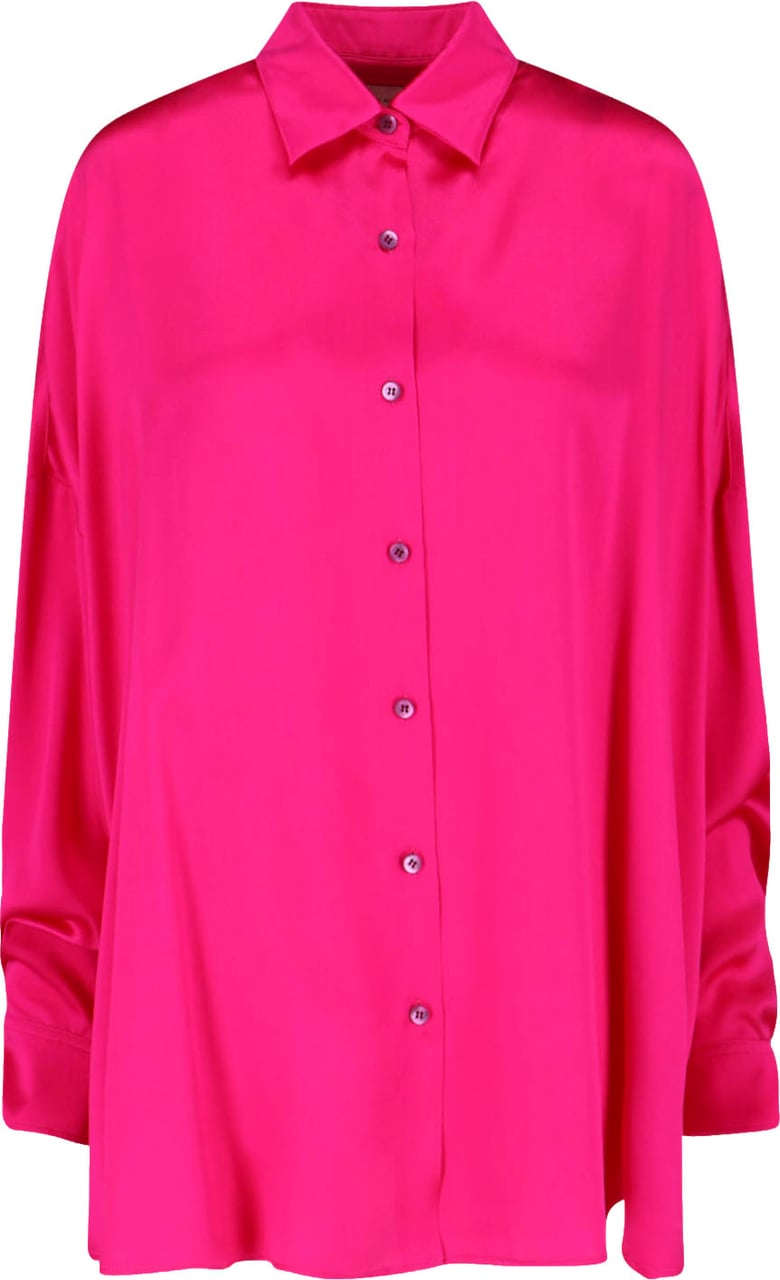 Dries van Noten Pink Classic Collar Silk Shirt Roze