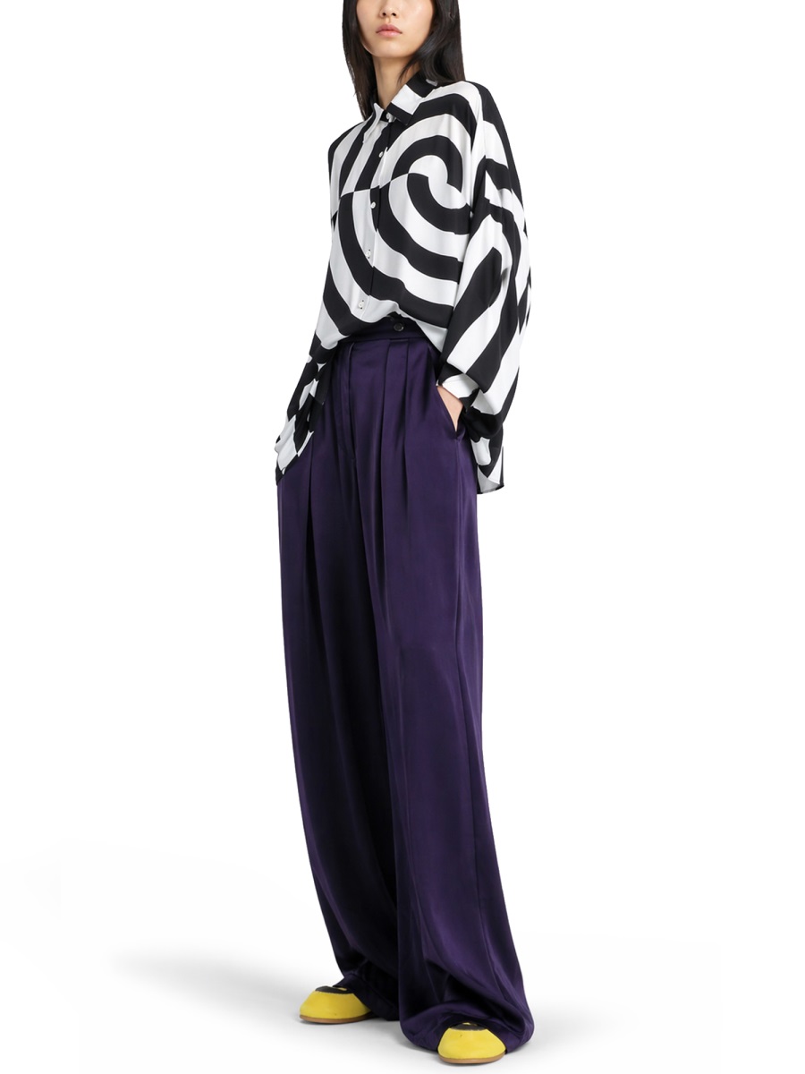 Dries van Noten Casia Black White Geometric Shirt Zwart