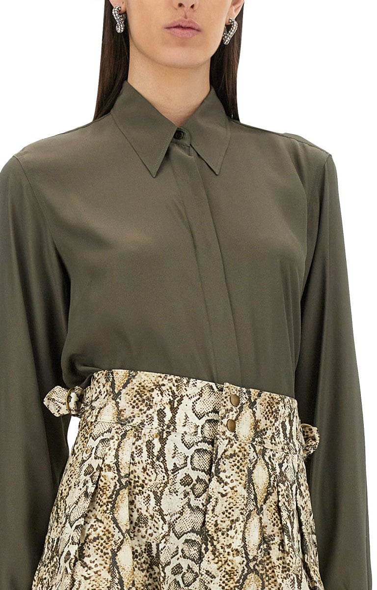 Dries van Noten Silk Blend Satin Shirt Grijs