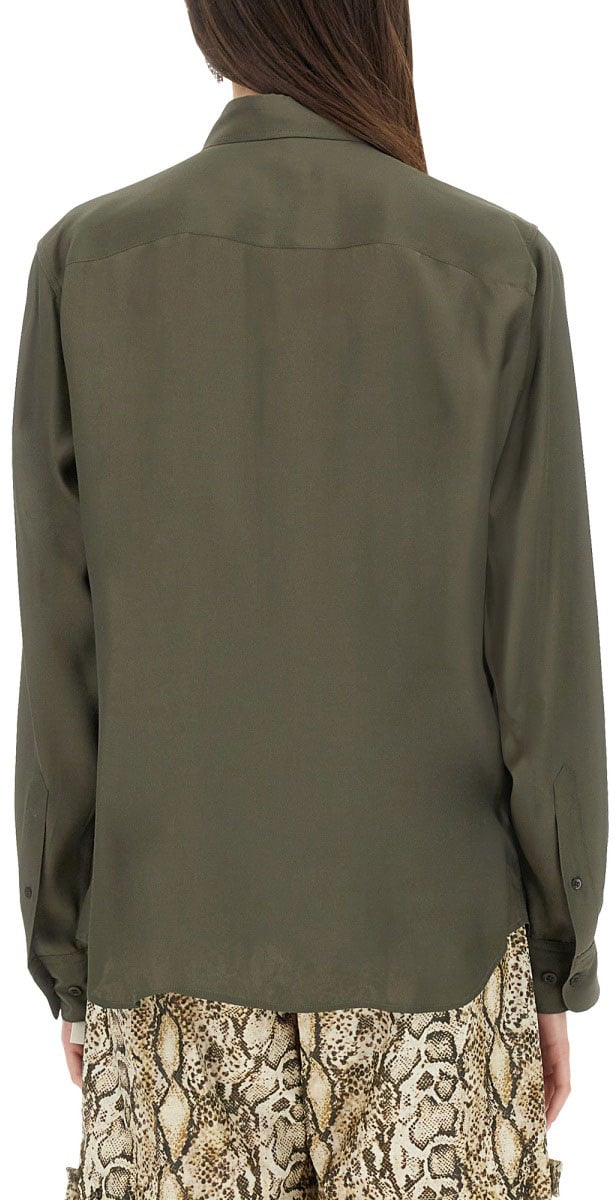 Dries van Noten Silk Blend Satin Shirt Grijs
