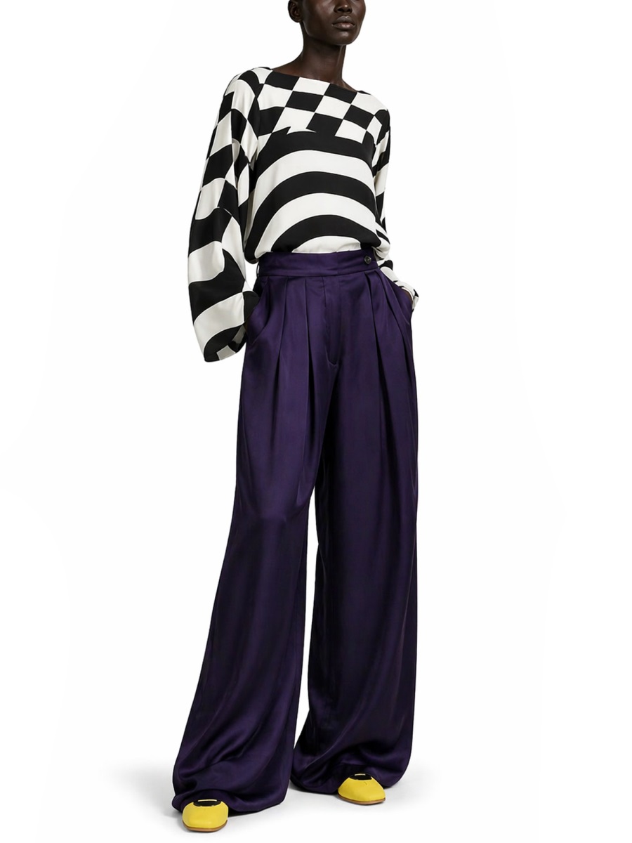 Dries van Noten Charlie Viscose Geometric Swirls Blouse Zwart