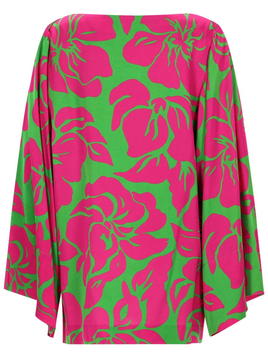 Dries van Noten Viscose Floral Pattern Boat Neck Blouse Roze