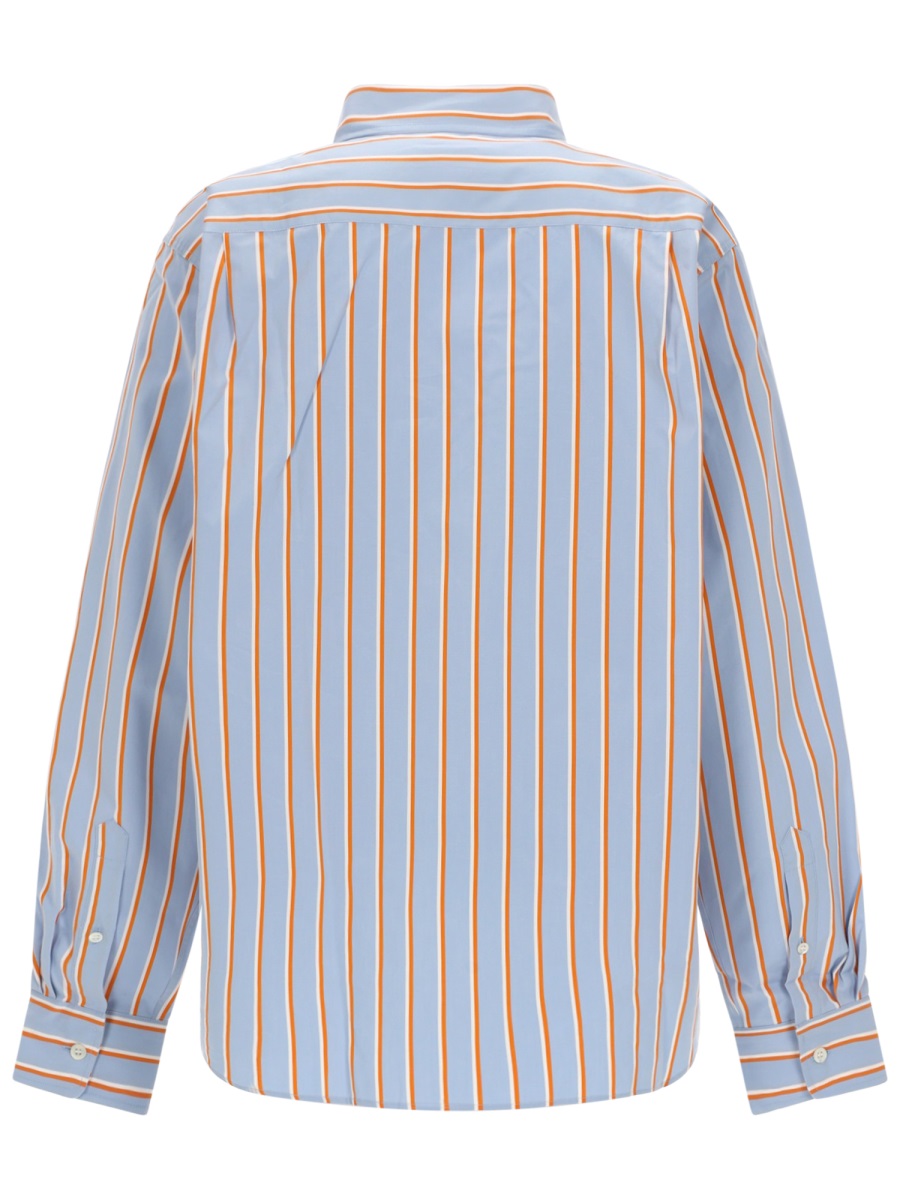 Dries van Noten Loose Fit Vertical Contrasting Stripes Shirt Blauw