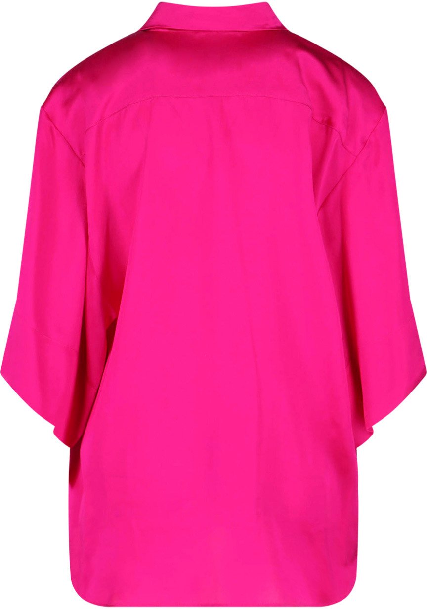 Dries van Noten Pink Clea Loose-Fitting Silk Blouse Roze