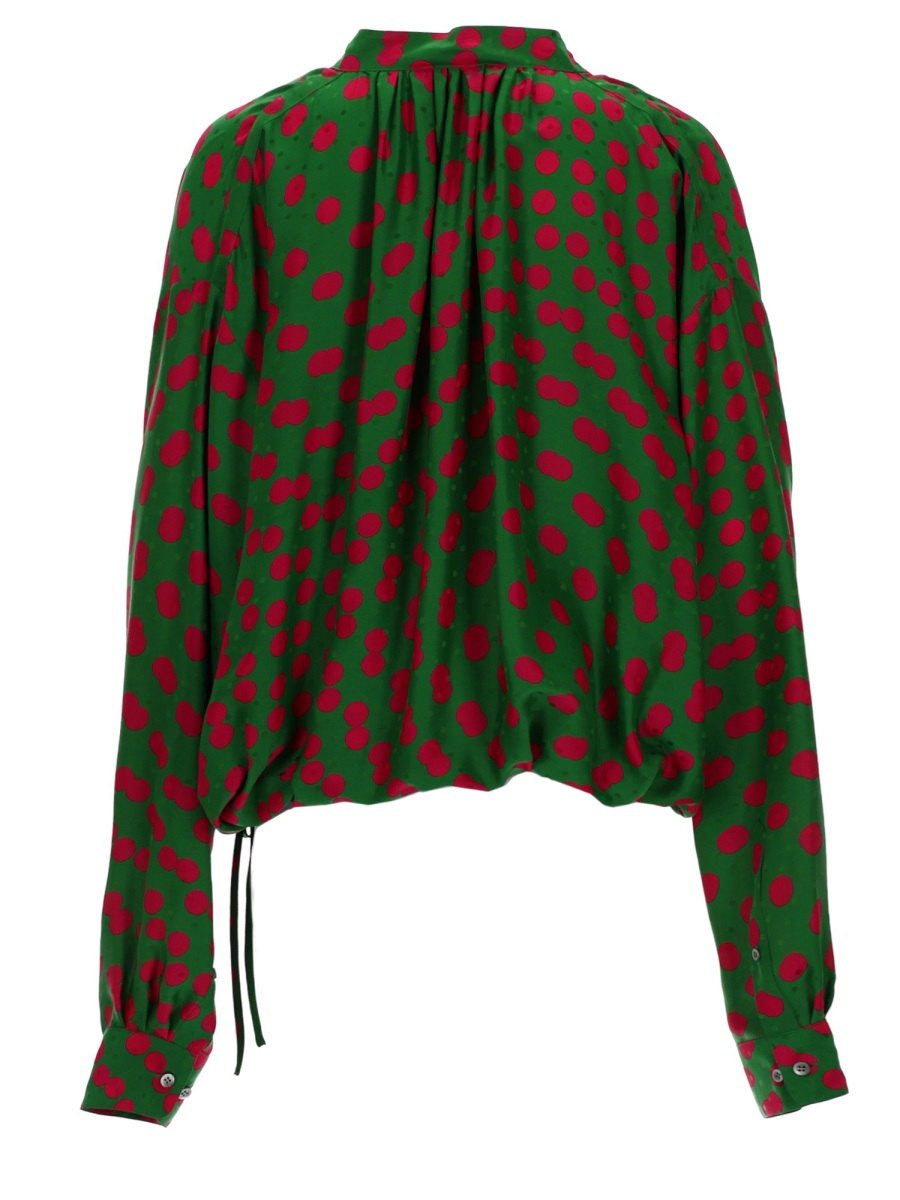 Dries van Noten Green Cenver Polka Dot Viscose-Blend Blouse Zwart