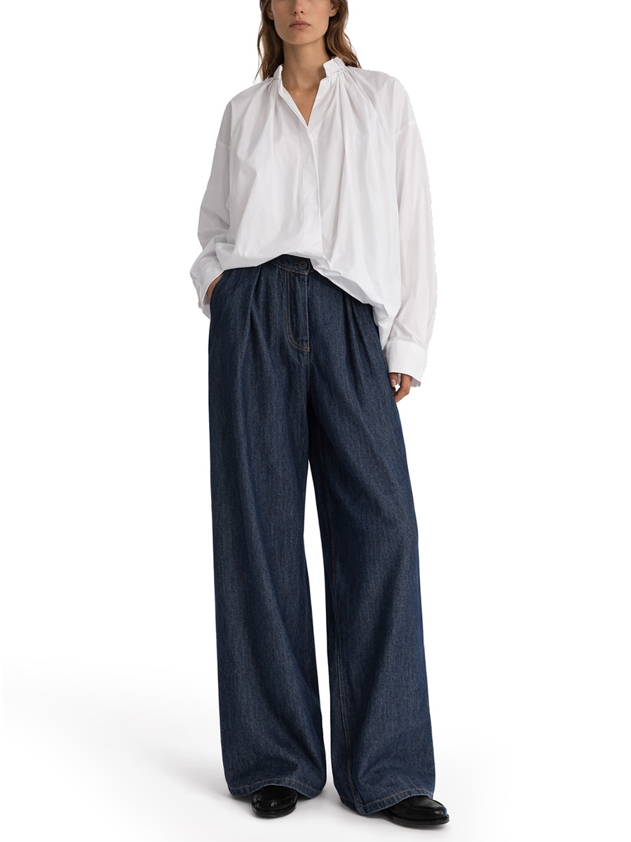 Dries van Noten Neutral Cenver Gathered Ruffle Cotton Blouse Wit