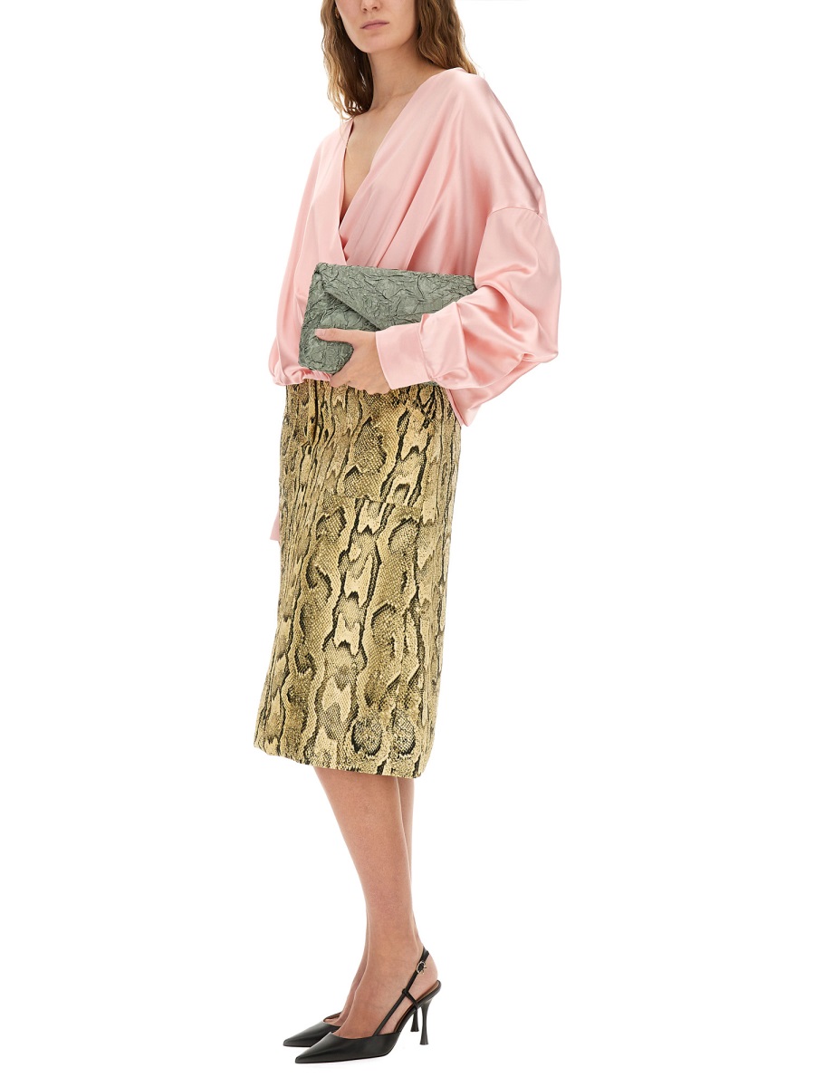 Dries van Noten Dynamic Animal Pattern Skirt With Elegant Silhouette Neutraal