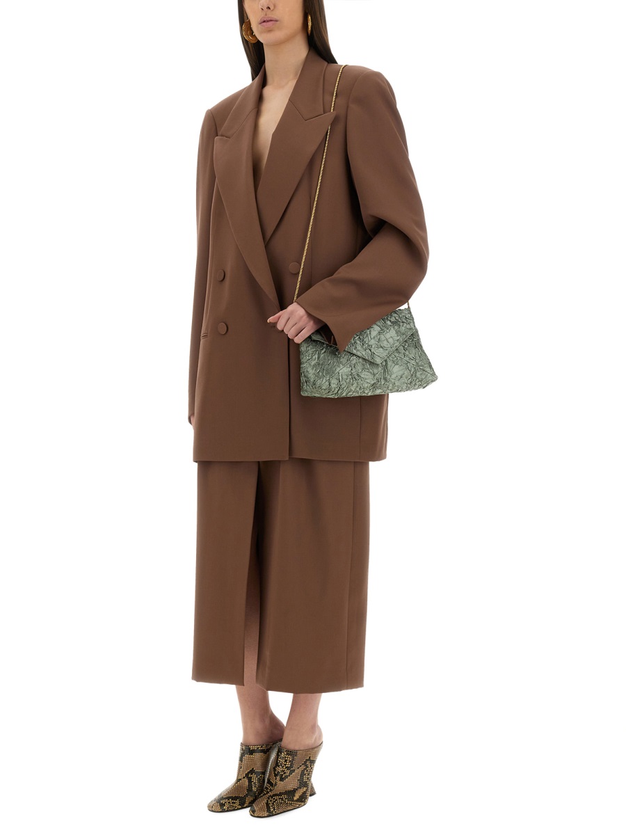 Dries van Noten Tailored Wool Skirt With Waist Belt Grijs