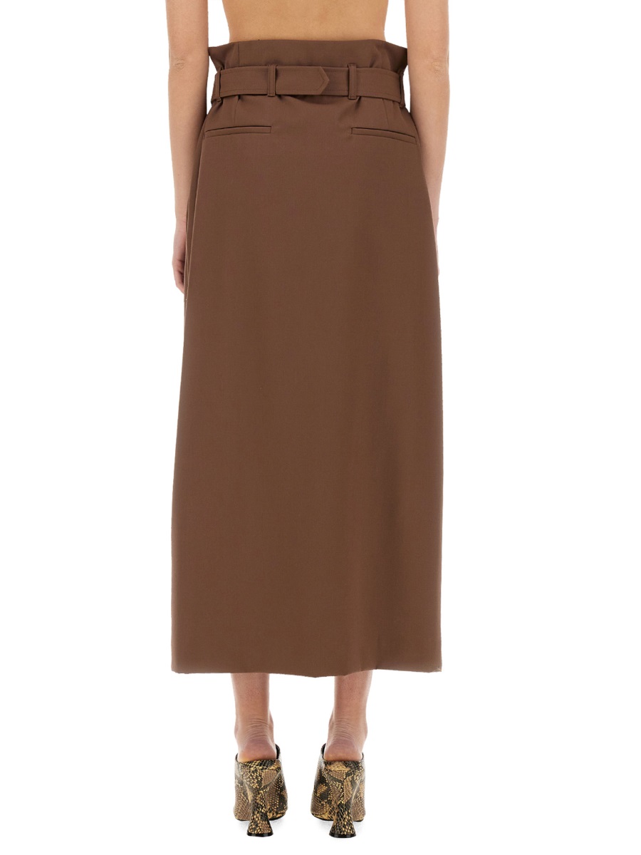 Dries van Noten Tailored Wool Skirt With Waist Belt Grijs