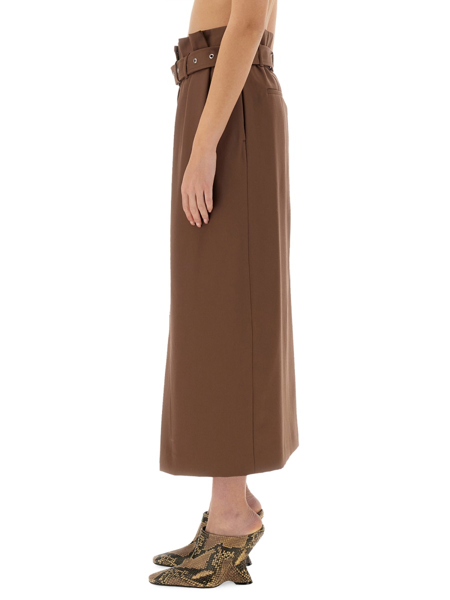 Dries van Noten Tailored Wool Skirt With Waist Belt Grijs