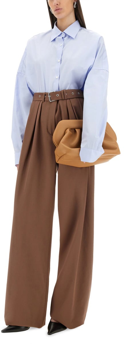 Dries van Noten High-Waisted Wide-Leg Pants With Matching Belt Bruin