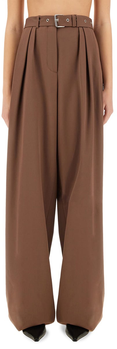 Dries van Noten High-Waisted Wide-Leg Pants With Matching Belt Bruin