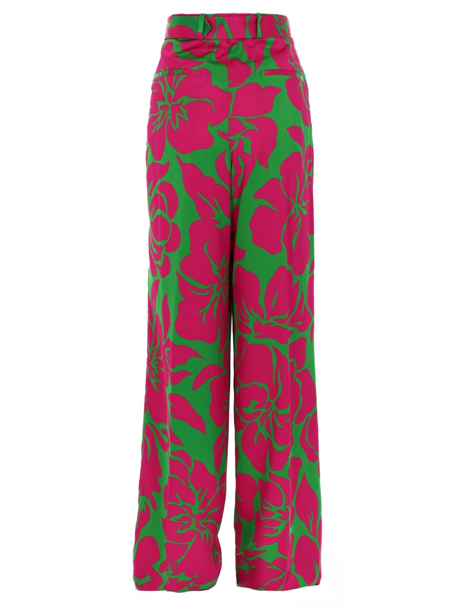 Dries van Noten Peaches Bis High-Waisted Floral Wide-Leg Pants Roze