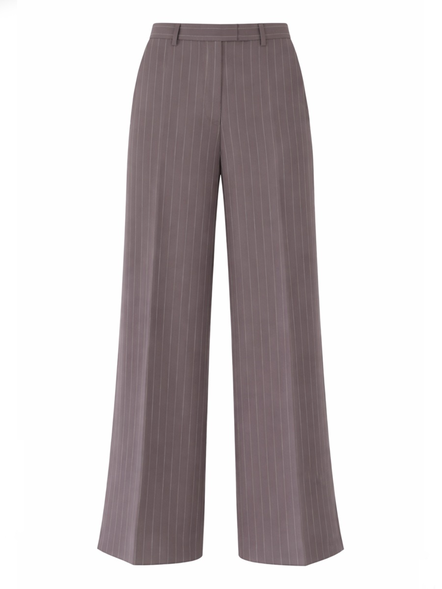 Dries van Noten Straight Leg Pinstripes Wool Pants Grijs