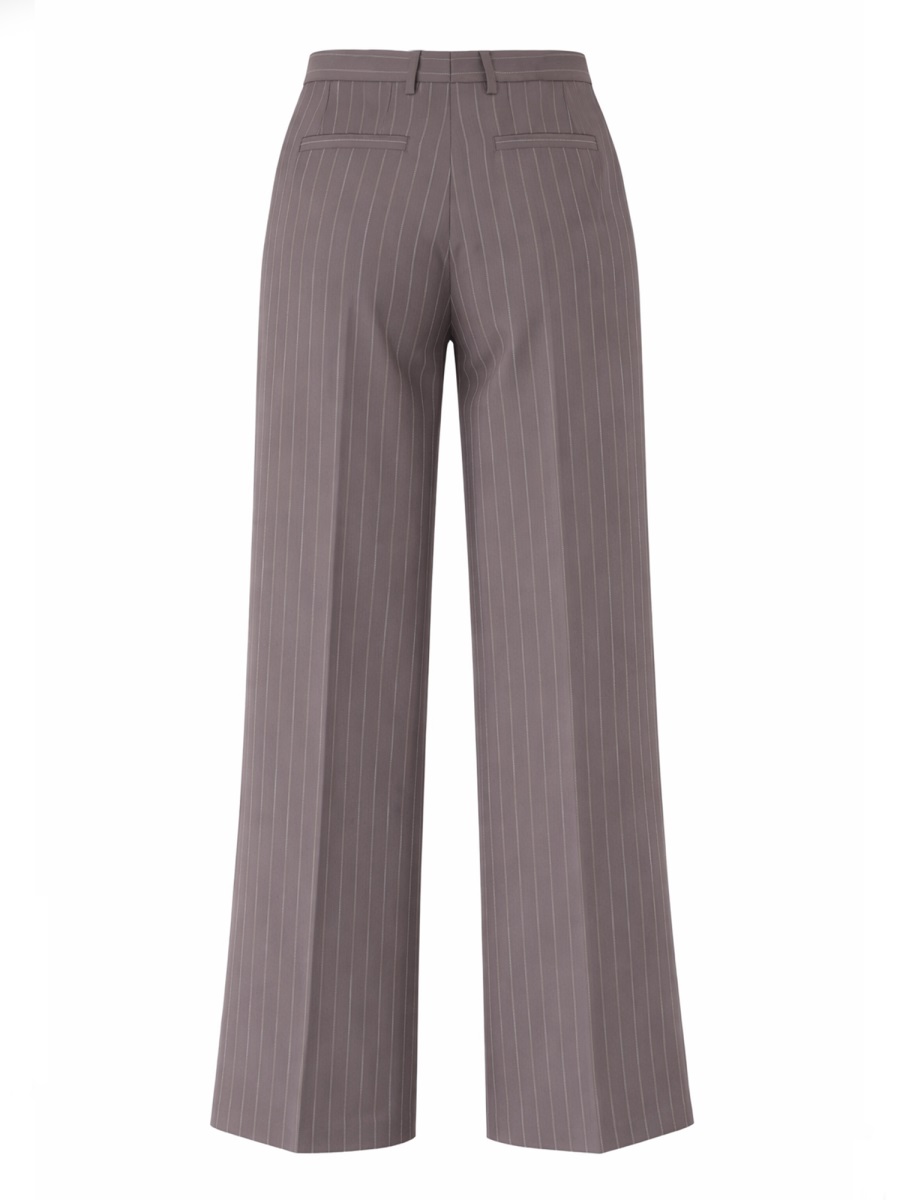 Dries van Noten Straight Leg Pinstripes Wool Pants Grijs