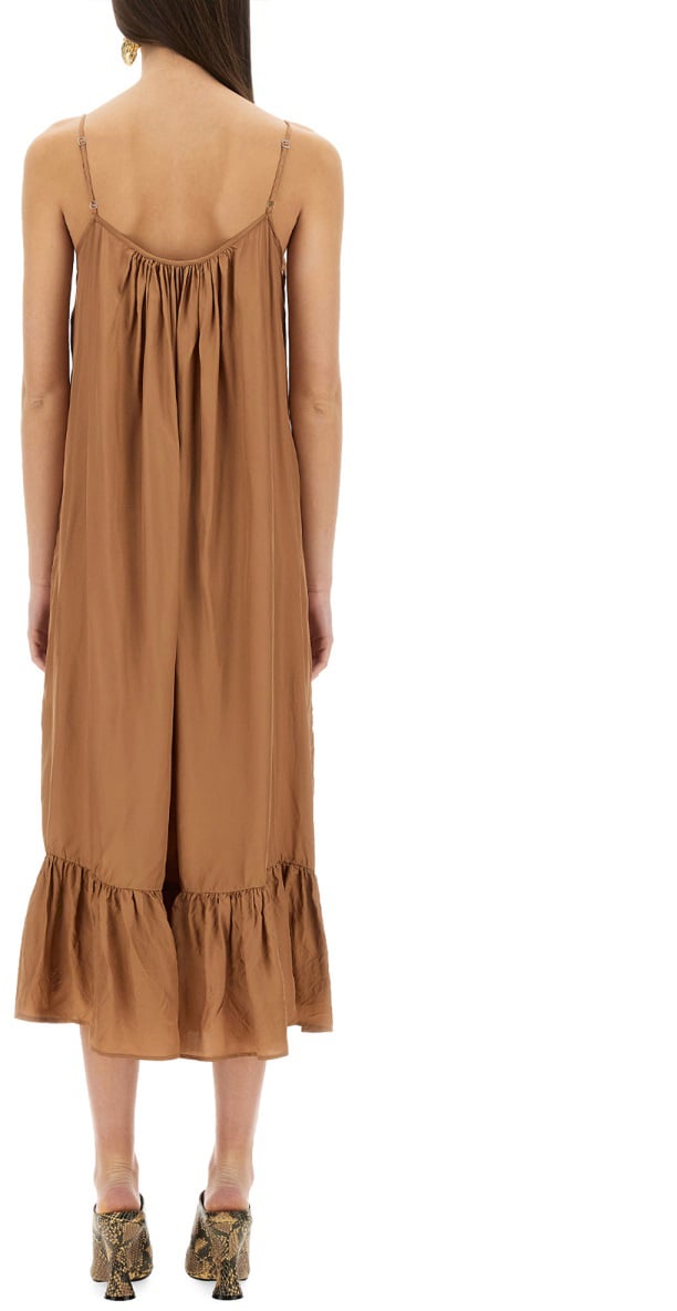 Dries van Noten Ruffled Midi Petticoat Dress With Flowing Silhouette Bruin