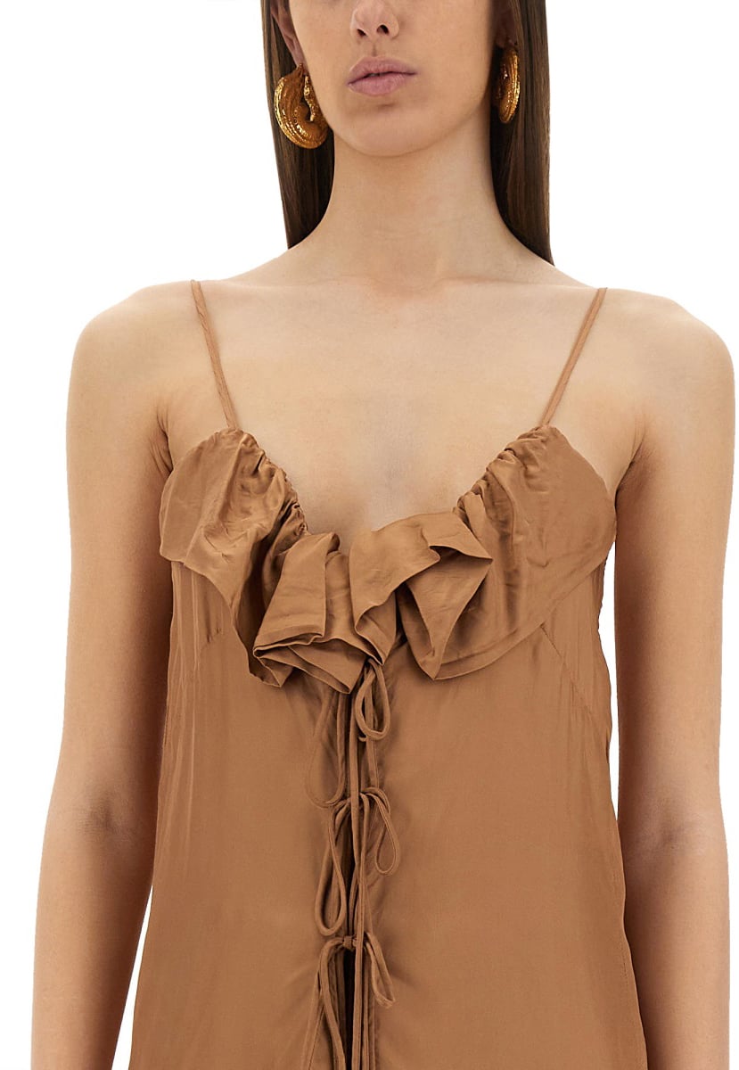 Dries van Noten Ruffled Midi Petticoat Dress With Flowing Silhouette Bruin