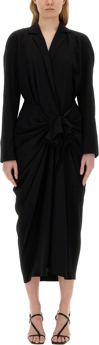 Dries van Noten Slim Fit Midi Dress With Tailored Silhouette Zwart
